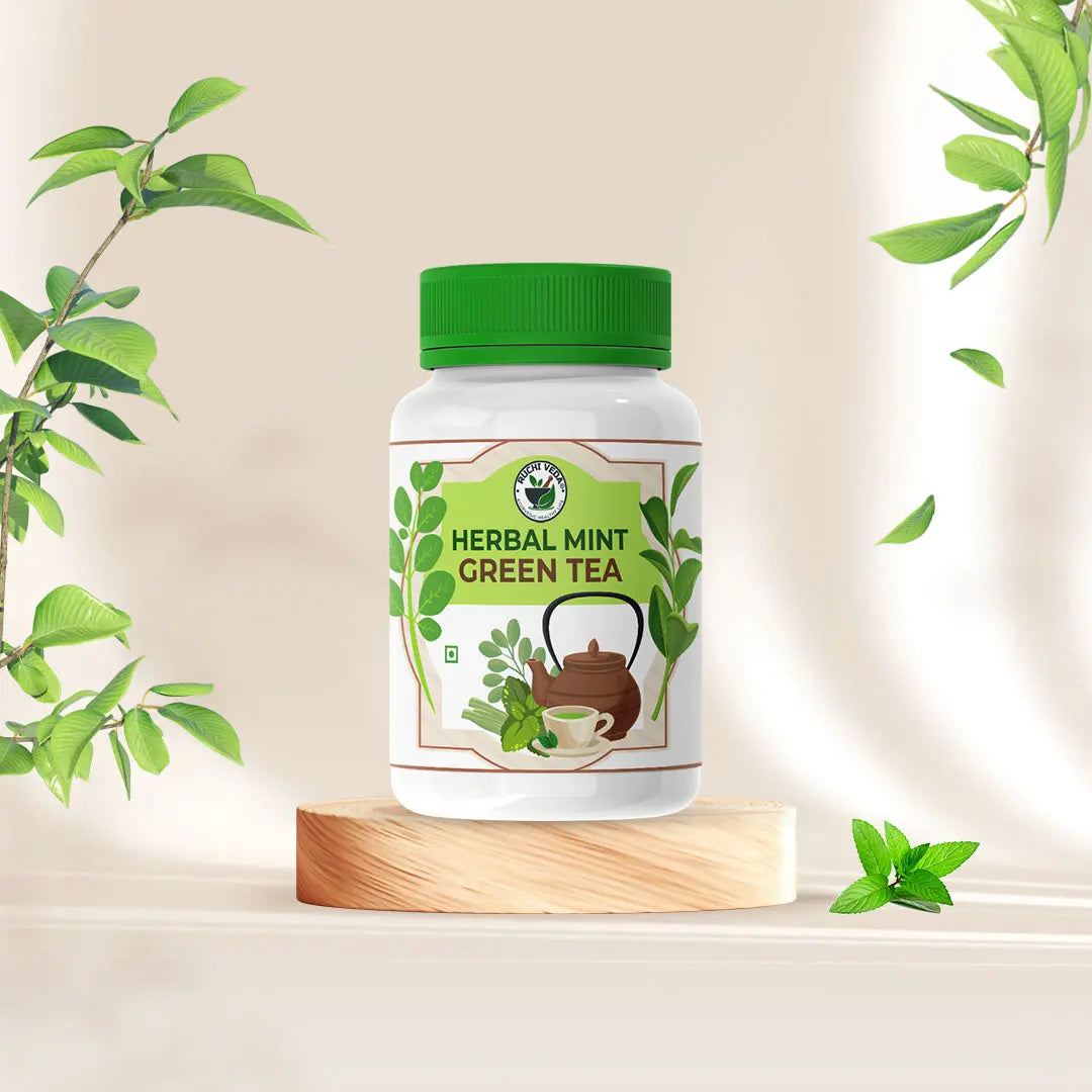 herbal mint green tea, ruchi veda, best green tea brands