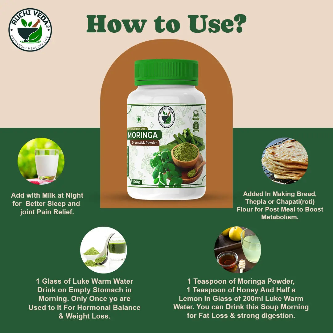 how to use moringa drumstick powder, ruchi veda, moringa drumstick curry
