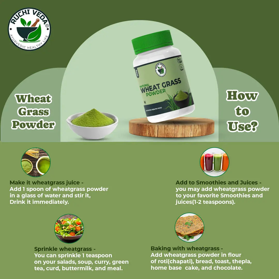 how to use wheat grass powder, ruchi veda, wheatgrass powder price