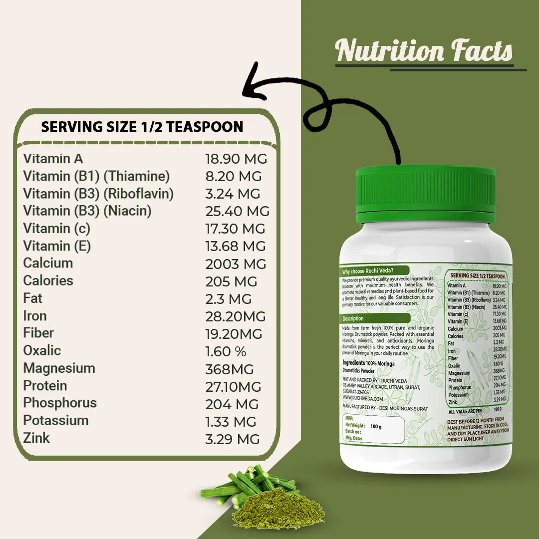 moringa drumstick nutrition, ruchi veda