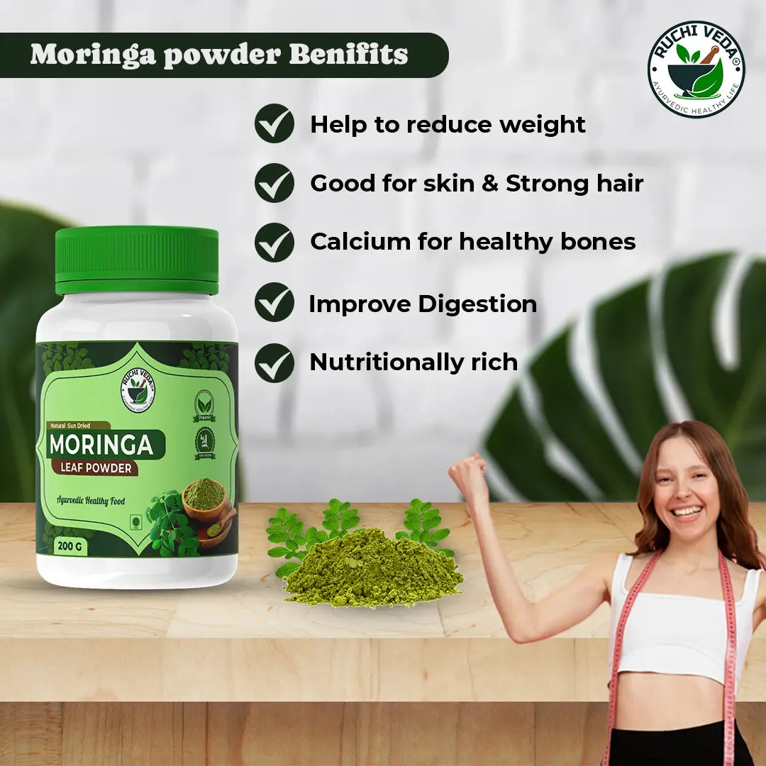 benefits of moringa leaf, ruchi veda, moringa powder