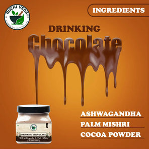 ingredients of ashwagandha chocolate powder, ruchi veda, best drinking chocolate brands