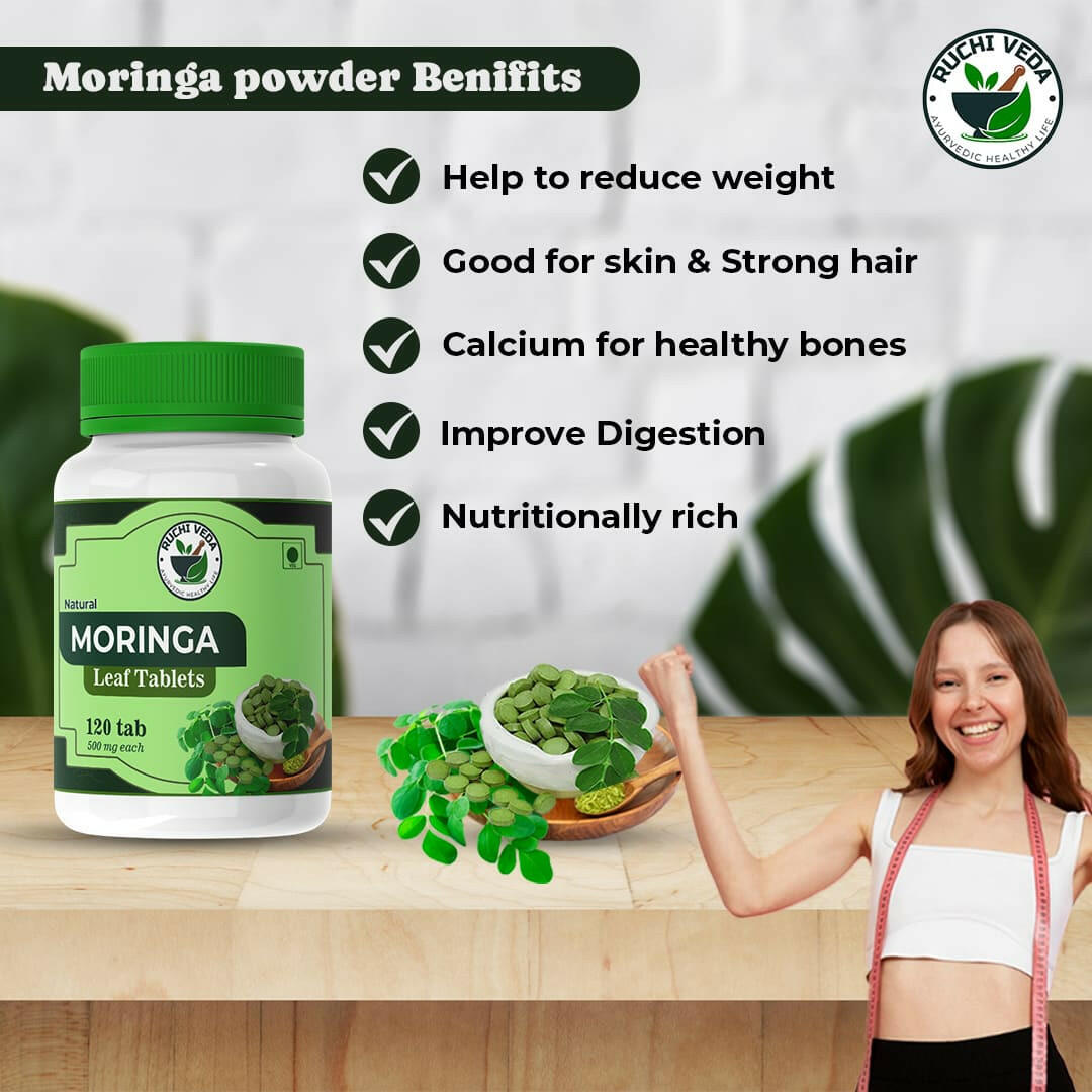 benefits of moringa leaf tablet, ruchi veda, moringa tablet powder