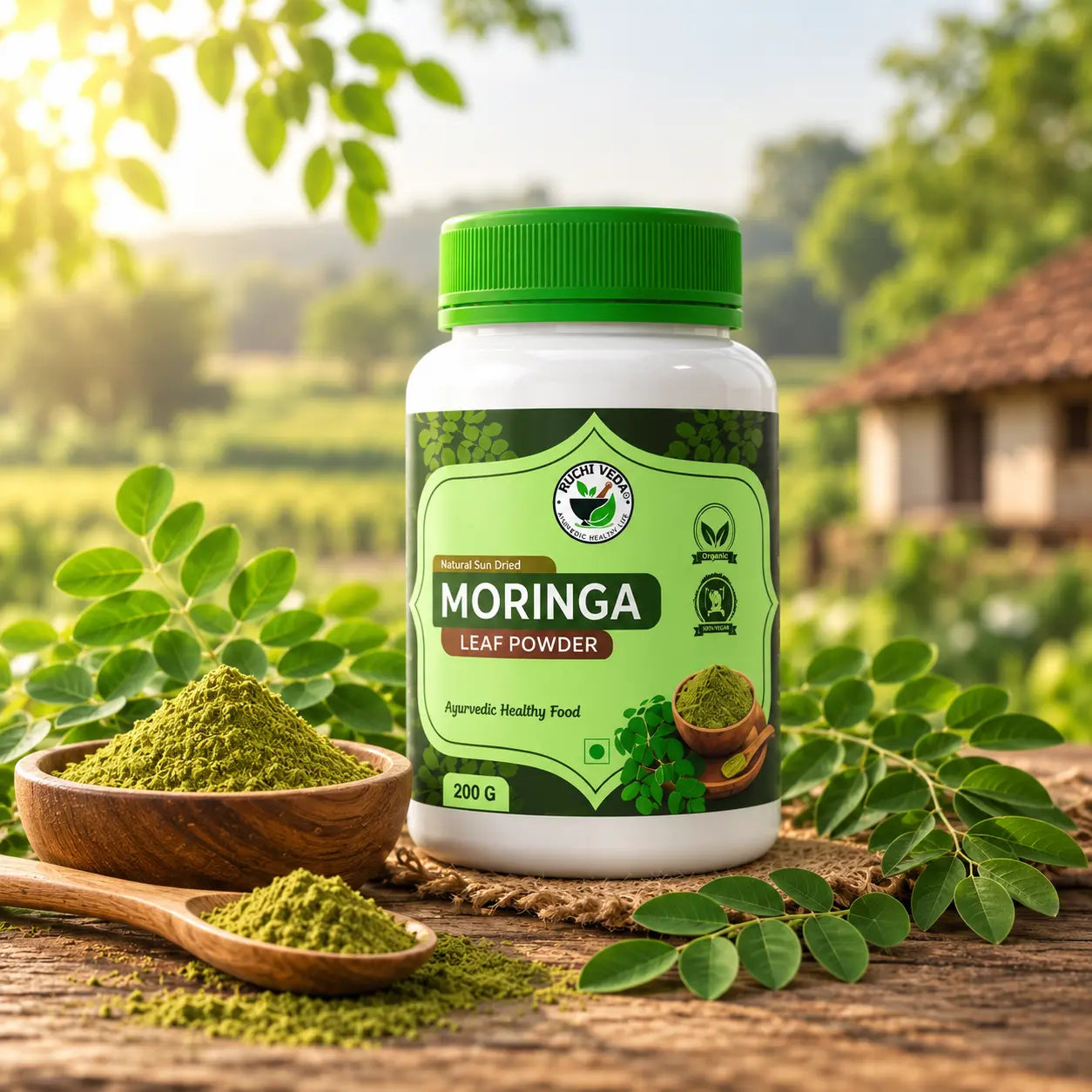 Premium Moringa Leaf Powder 100% Natural & Sun-Dried 200g